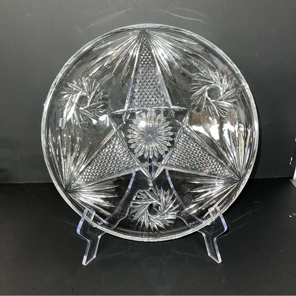 Vintage ABP American Brillant Period Cut Glass Pinwheel Design Platter Cake Dish - Picture 5 of 7